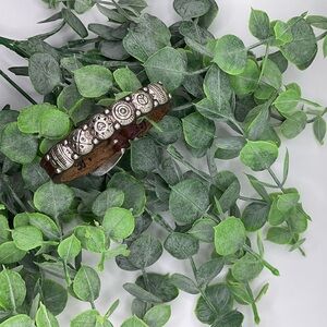 Brighton Harmony Bandit Brown Color Leather Silver adjustable Bracelet